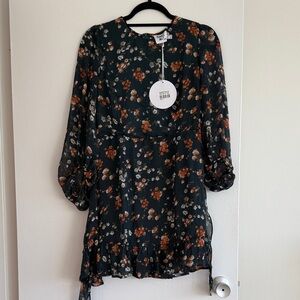 Princess Polly Green Dress with Orange Floral Design